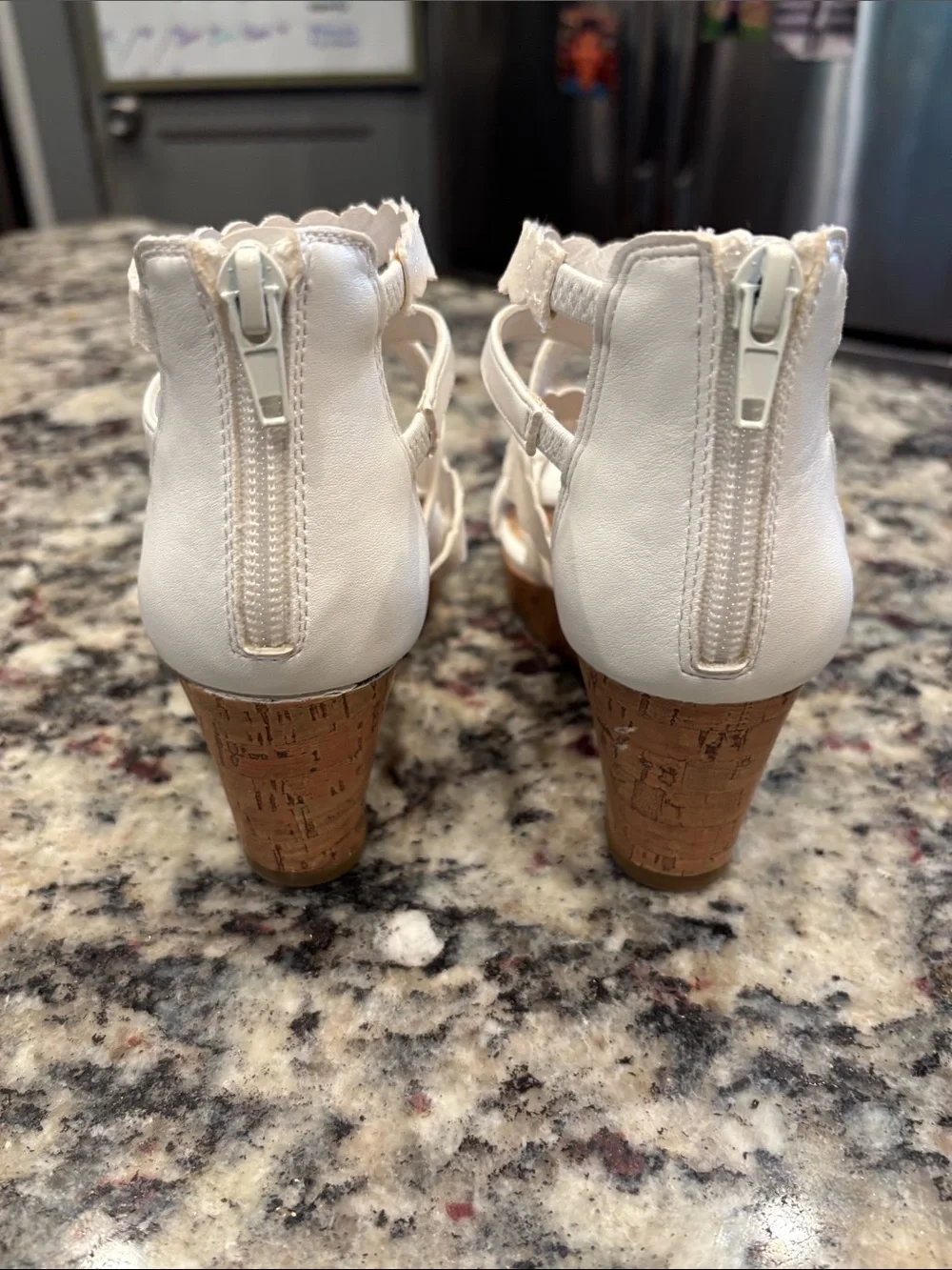 Dream Pairs White Scallop Strappy Cork Wedge Sandals